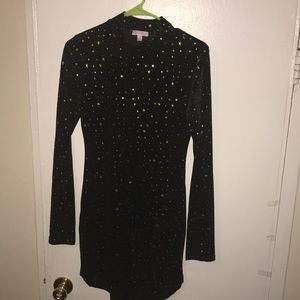 Velvet black dress with gold stars